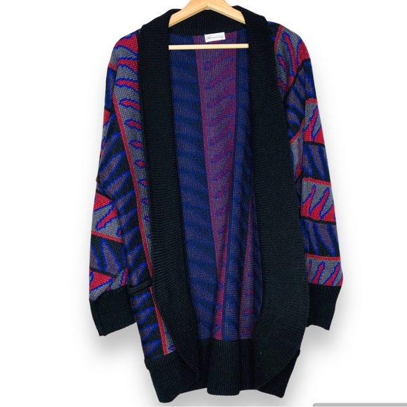 Khunming Sweater Cardigan Knit Shawl open Neck kimono southwest Jacket flames - Picture 10 of 10